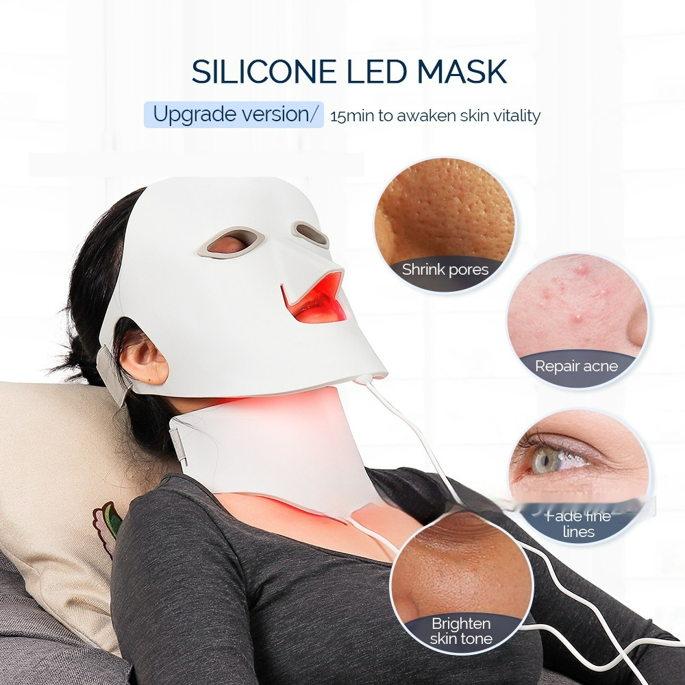Masque LED 7 Couleurs en Silicone — Anti-Acné, Anti-Âge & Éclat de Peau