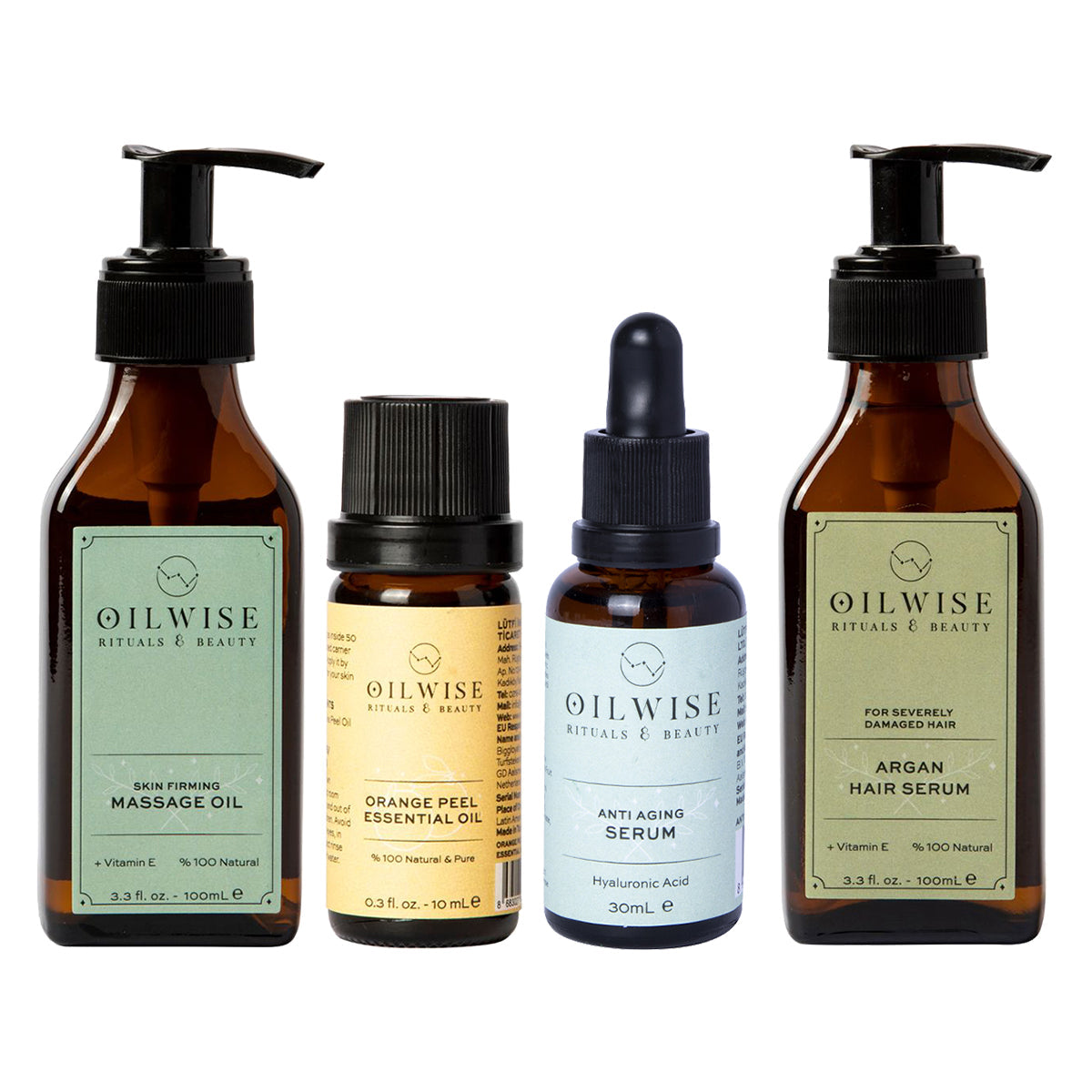 Kit Beauté Oilwise — Huile Anti-Cellulite, Sérum Anti-Âge & Soin à l'Argan